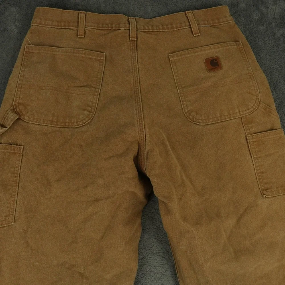 Carhartt B111 Carpenter Pants Men 36x32(34x31) Brown Flannel Lined Duck Canvas